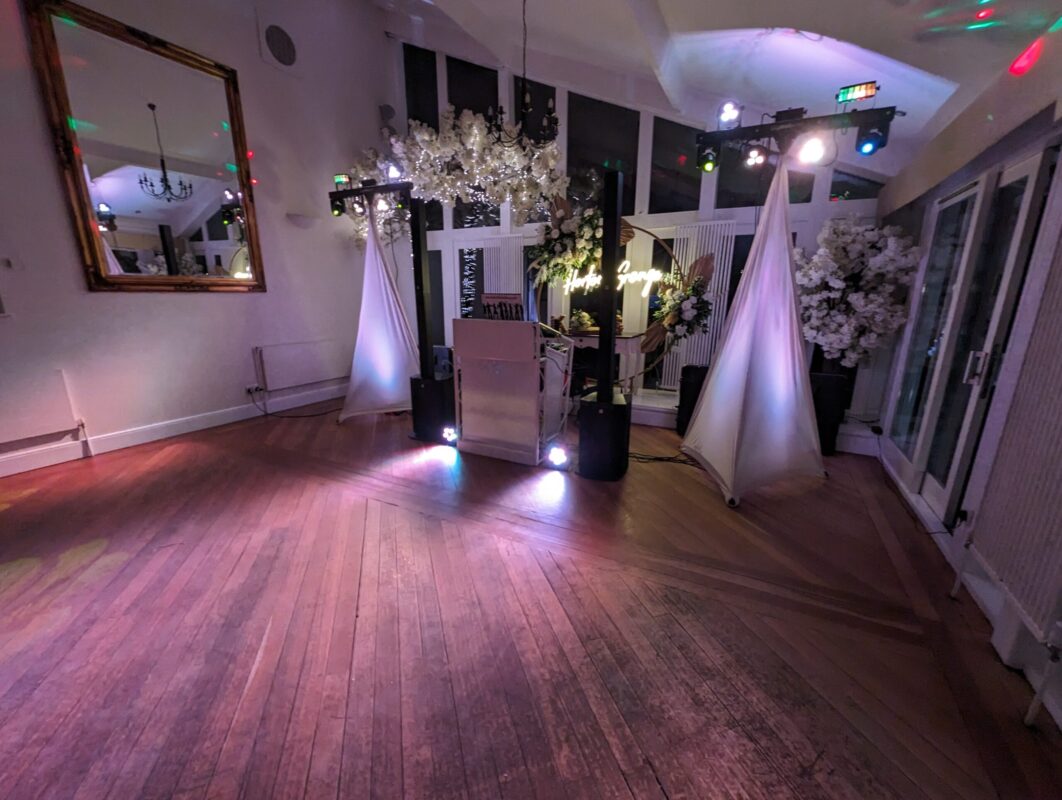 Evening with professional mixing DJ