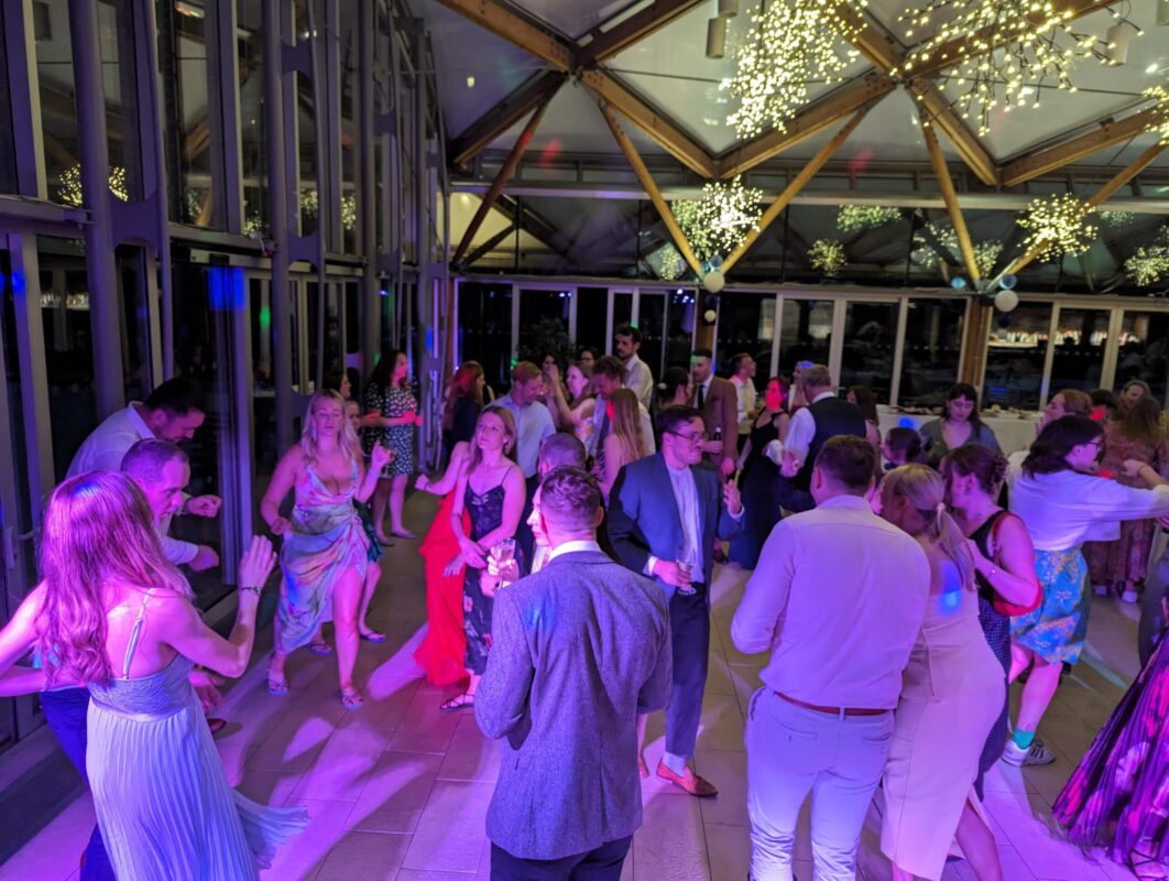 Evening with professional mixing DJ