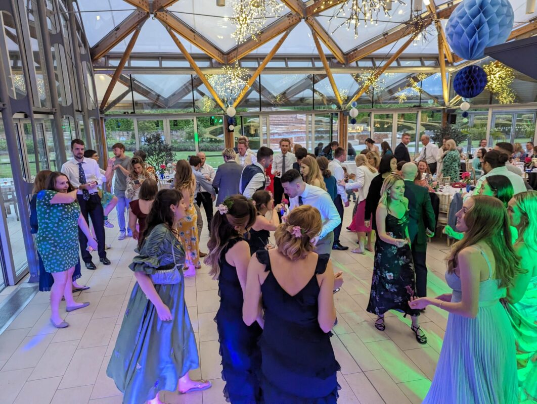 Evening with professional mixing DJ