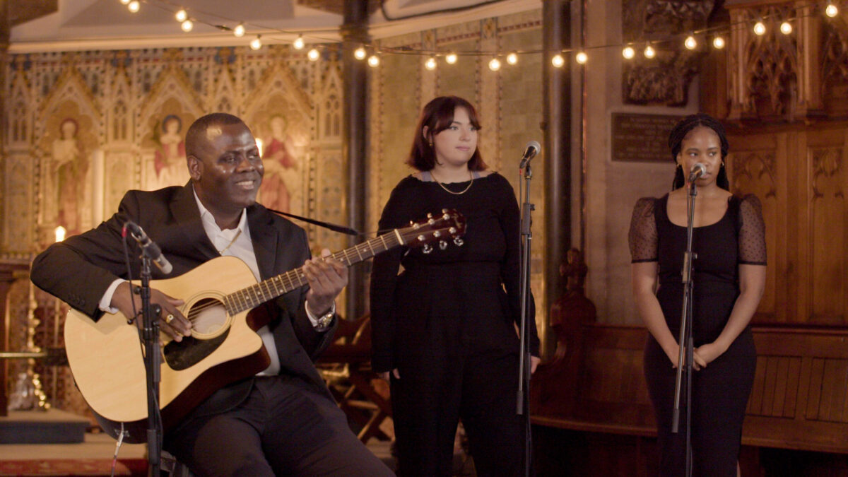 Gospel band performing during wedding ceremony and reception